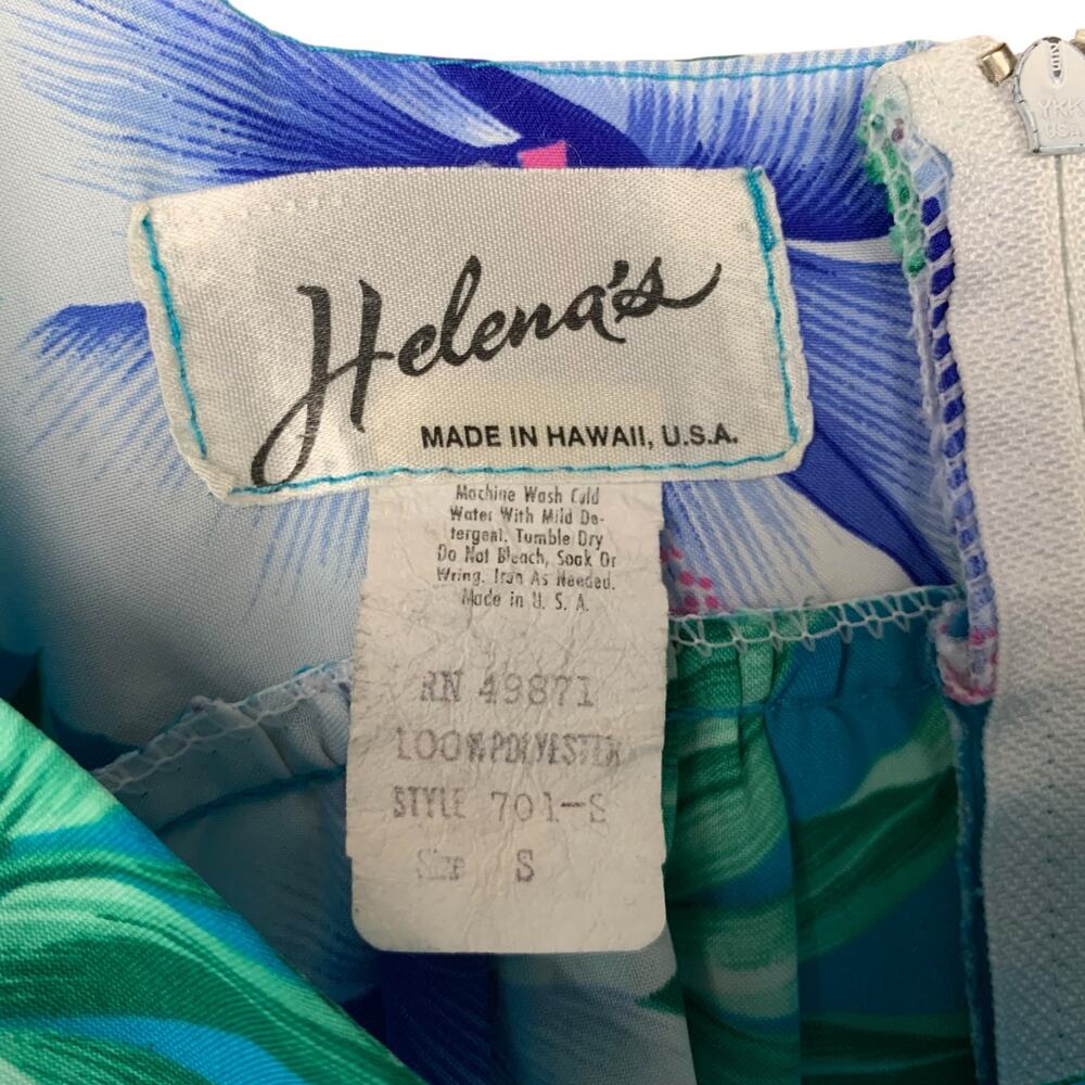 Vintage Helenas Hawaiian Dress Blue Floral Short Sleeve Knee Length Women's S - Picture 8 of 9